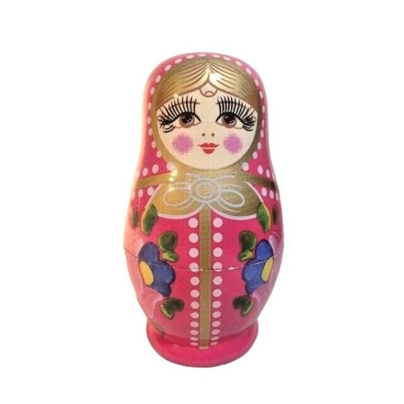 World Market Matryoshka Nesting Dolls Hand Painted Wood 3-Pc 4.5-inch No Box - Picture 2 of 7